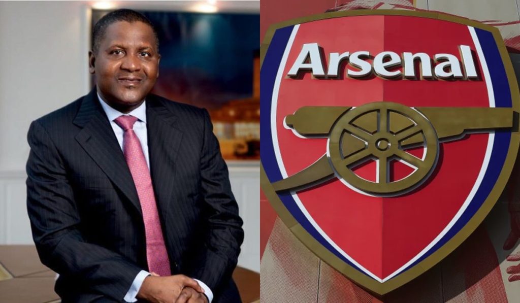 Aliko Dangote hints at buying Arsenal Football Club next year 