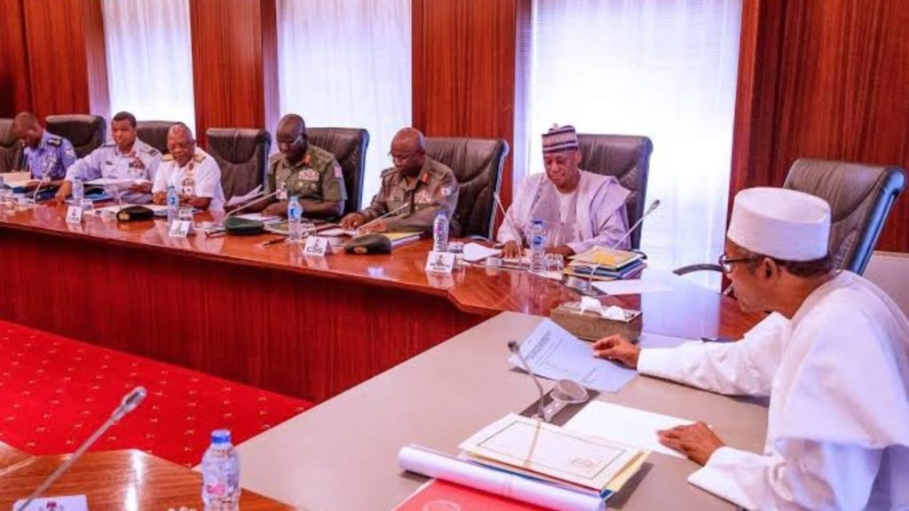 Insecurity: Buhari meets Security Chiefs in Aso Rock