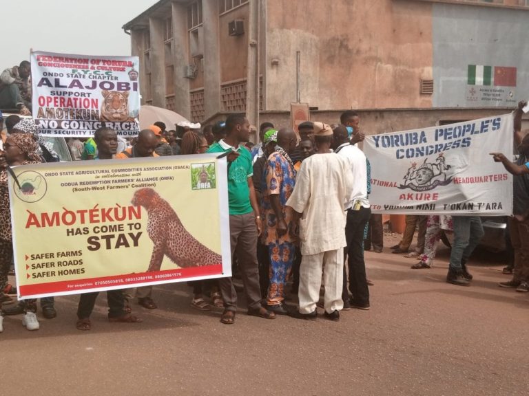 Amotekun: Ondo residents protest, insist FG cannot ban outfit