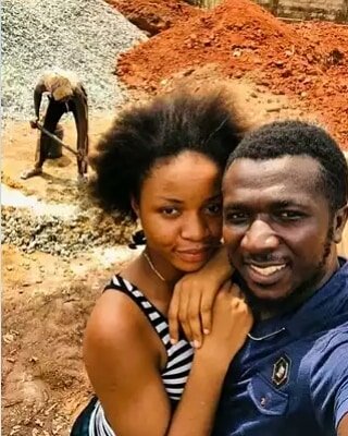 Newly-wedded wife joins husband at construction site as he starts the foundation for their dream house (Photos)