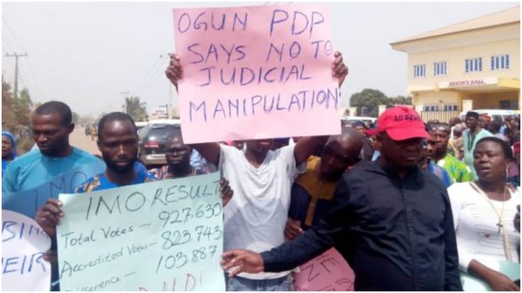 Uzodinma: Protest in Ogun over Supreme Court ruling on Imo, Ihedioha’s sack