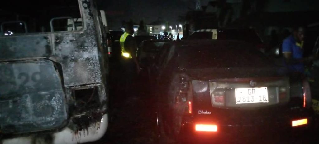 Breaking: 3 vehicles razed within Ikeja Airport Hotel