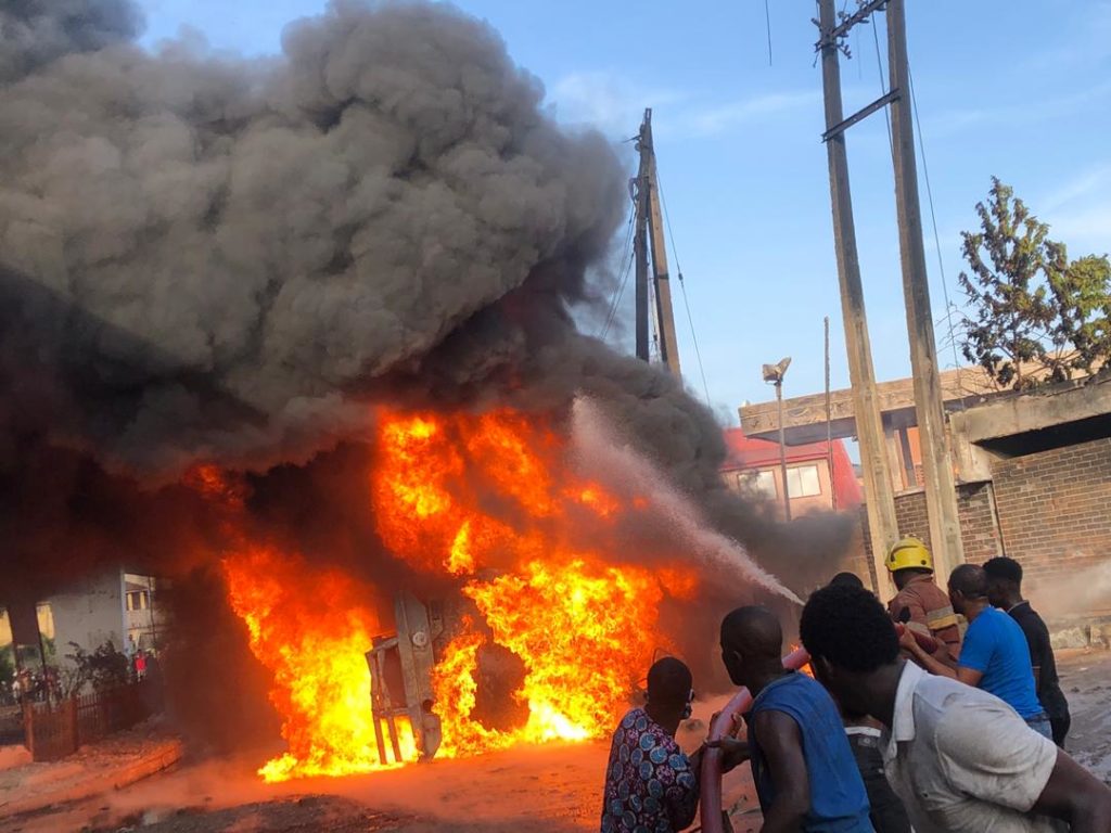 One dies, 15 injure as fire guts tanker in Lagos