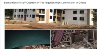 Demolition of Staff Quarters of The Nigerian High Commission in Ghana