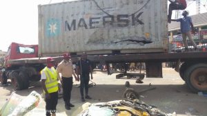FRSC confirms 6 dead as container falls on vehicles in Anambra