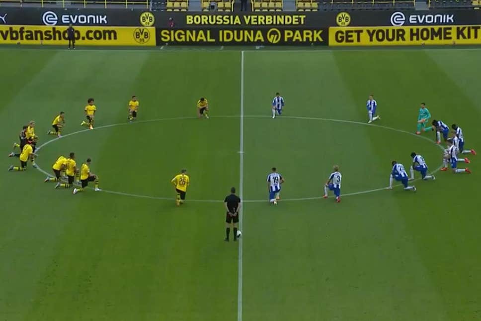 Borussi Dortmund, Hertha Berlin players kneel in tribute to George Floyd