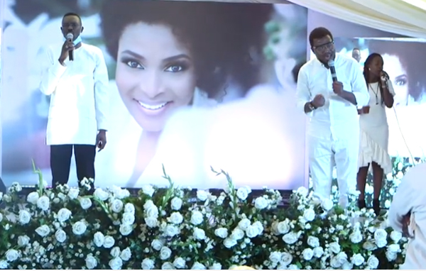 The moment Ituah Ighodalo bids wife farewell in candlelight service (Video)