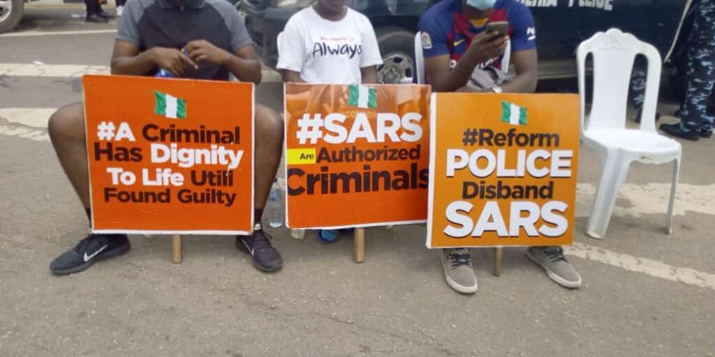 PhotoNews: Highlights Of #EndSARS Protest In Ikeja, Lagos