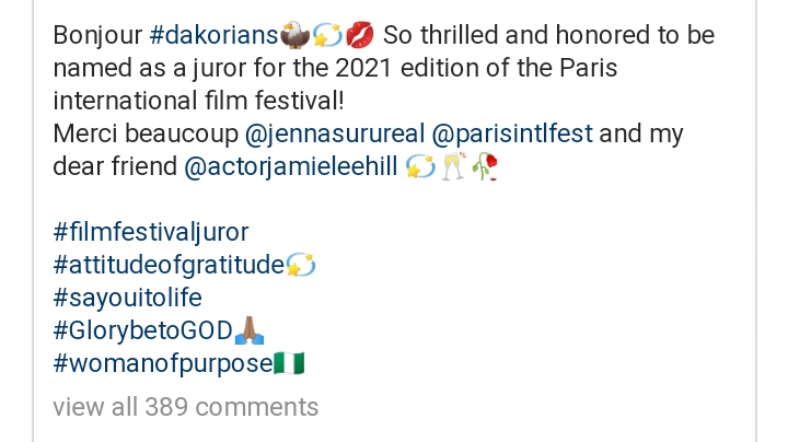 Nigerian Actress Dakore Egbuson- Akande Becomes Jury Member For Paris International Film Festival