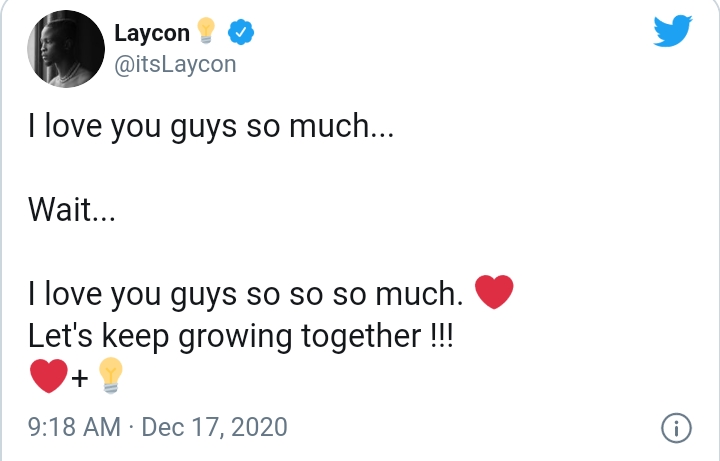Laycon Congratulate Fan base As He Gets Verified On Twitter
