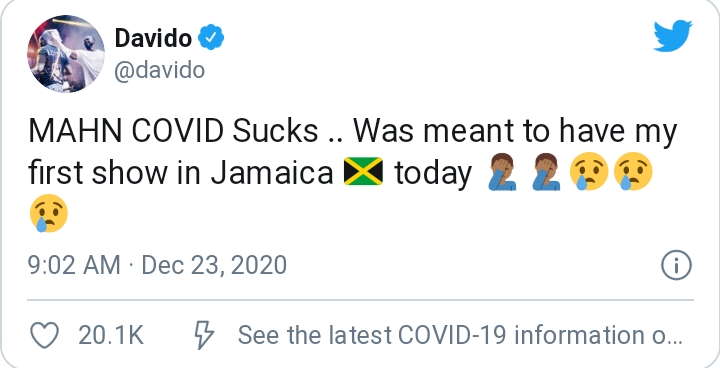 Davido Laments As Organizers Cancel Show In Jamaica