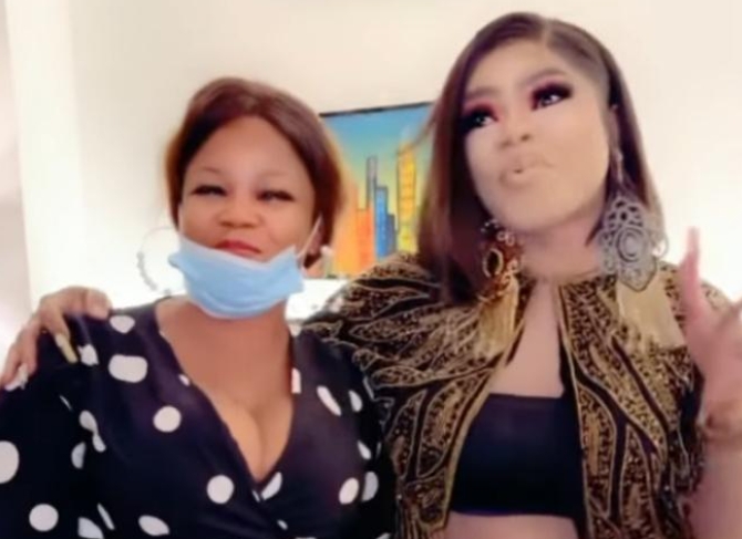 Excitement As Bobrisky Meets Lady Who Drew A Tattoo Of Him On Her Body