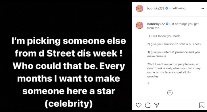 Bobrisky Vows To Empower One Of His Fans Every Month, Checkout The Mouth Watering Gifts