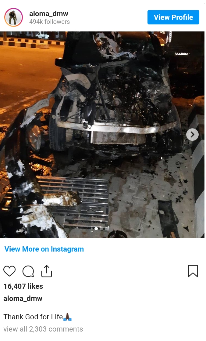 Davido's Former PA, Aloma DMW Survives Accident