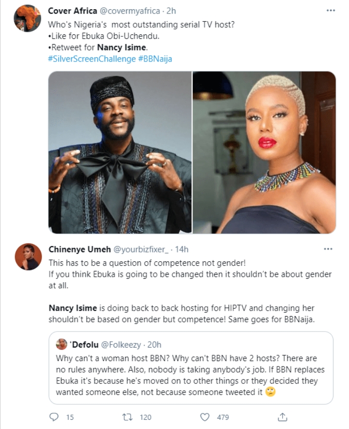 Nigerians Clamour For Nancy Isime To Co-Host The BBNaija Show With Ebuka