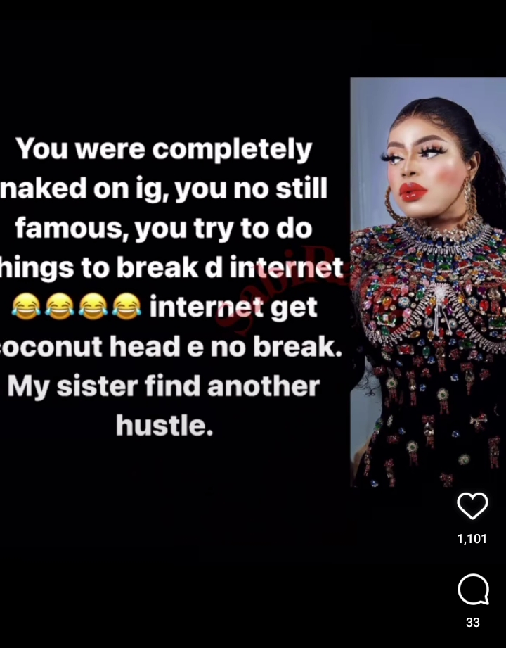 'My Sister, Find Another Hustle'- Bobrisky Throws Shade At Toyin Lawani 
