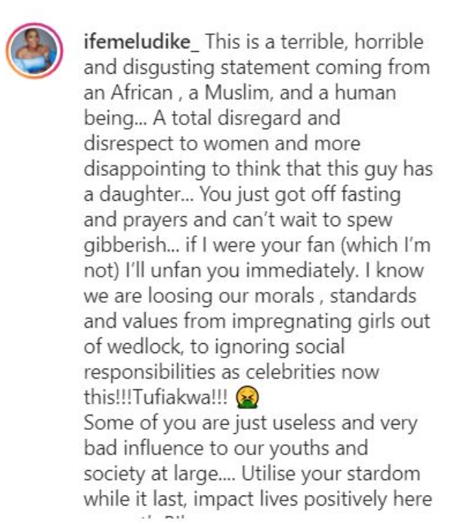 Actress Ifemeludike Blasts Naira Marley Over His Statement Regarding Having Fantasy With A Mother And Daughter