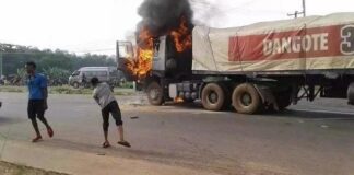 Dangote Truck Set Blaze After Crushing Pupil To Death