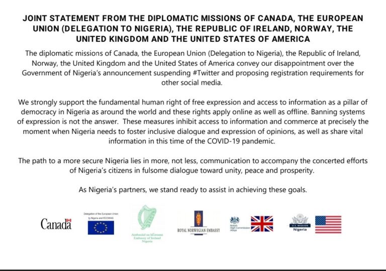 #TwitterBan: Canada, EU, UK, US, Others Offer Assistance To FG