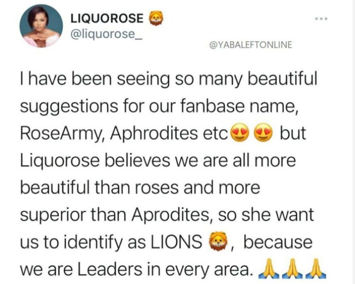BBNaija 2021: Fans Disagree As Official Fan Base Name For Liquorose Is Unveiled