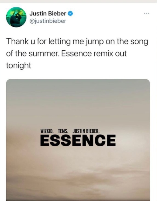Justin Bieber Features On Wizkid's 'Essence' Remix