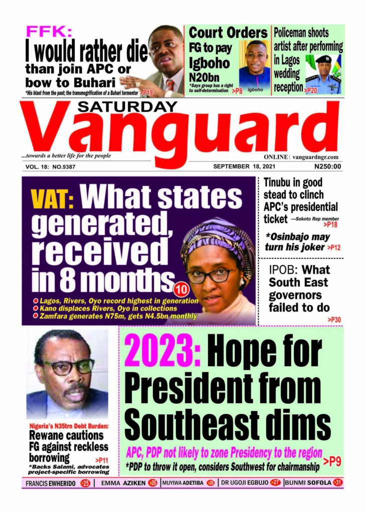 Nigeria's Newspaper Headlines: VAT: What states generated, received in 8 months 