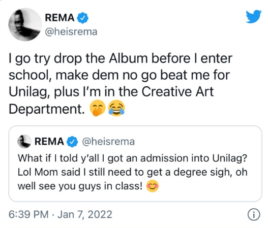 Singer Rema Goes Back To School