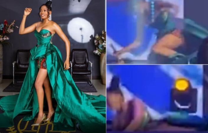 Skit Maker Kie Kie Reacts After Falling Off Stage At An Award Ceremony