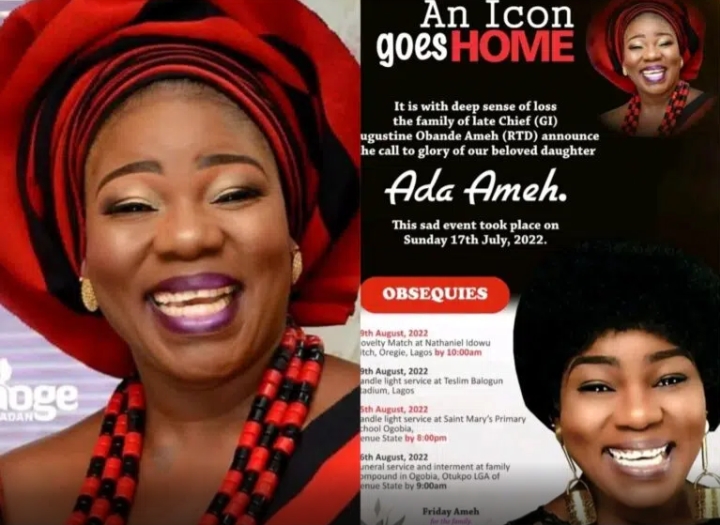 Ada Ameh's Funeral Dates Surface, Obituary Poster Released
