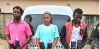 Three Persons Arrested For Drug Peddling In Ikorodu Recover 150 ‘Skuchies’ Bottles