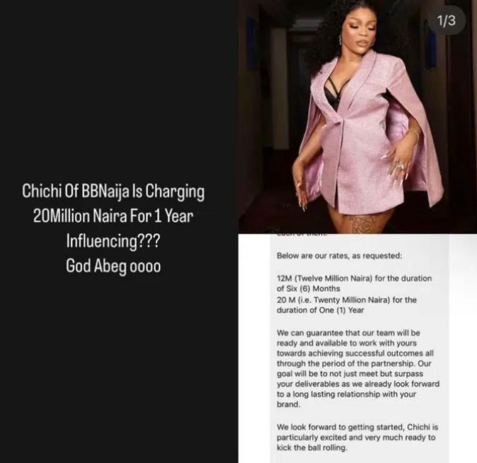 BBNaija's Chichi Roll Out Charges For One Year Influencing