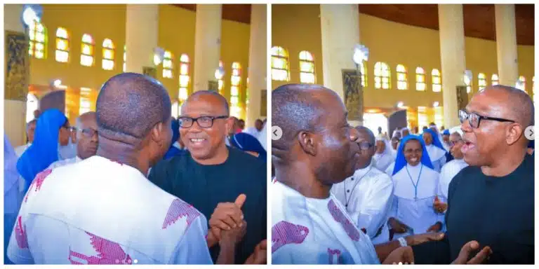 Peter Obi, Soludo Meet In Awka Thanksgiving Mass (Photos)