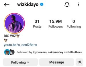 Wizkid Unfollows Everyone On Instagram