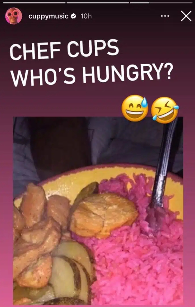 Reactions As DJ Cuppy Shows Off Cooking Skills