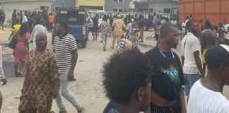 Protest Ongoing At Ajiwe Police Station, Ajah, Lagos