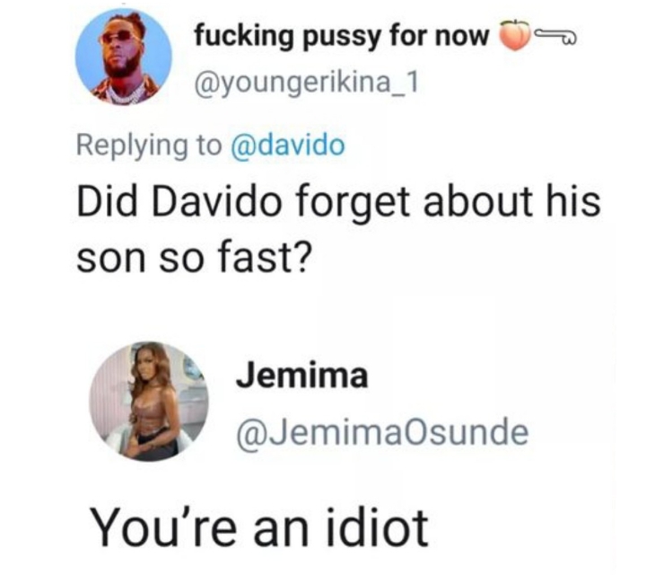 You're An Idiot- Jemima Osunde Blasts Troll Who Questioned Davido About Ifeanyi