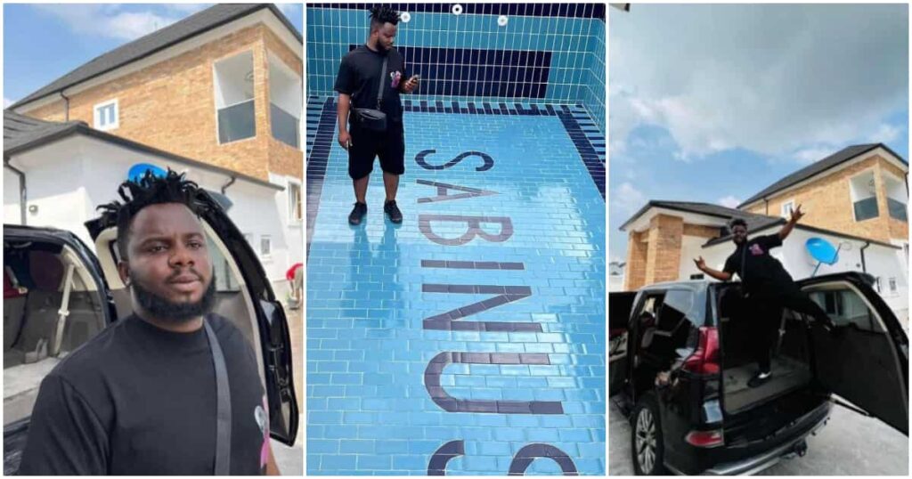 Skit Maker, Oga Sabinus Acquires A New House With Specially Customized Swimming Pool