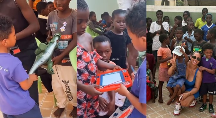 Moment Wizkid’s Son, Zion Gave Out His Toys To Kids At Orphanage Home In Ghana (Video)