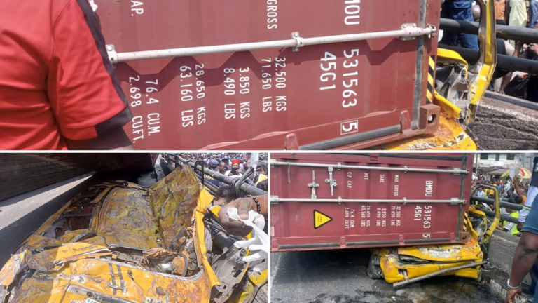 Photos/Video: Truck Crushes Bus, Kills 8 On Ojuelegba Bridge