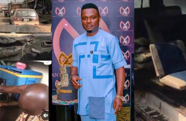 Kunle Afod Escapes Fire Accident, Driver, One Other Brutally Burnt (Video)