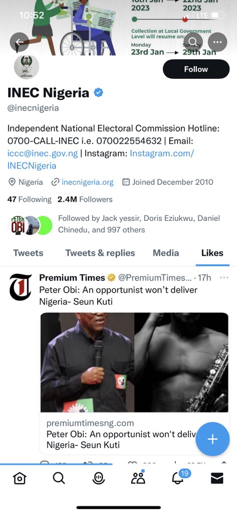 INEC likes tweet criticizing Peter Obi