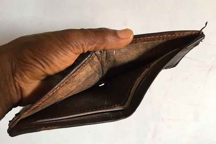 cashless society. Naira Scarcity. Empty wallet. cash crunch