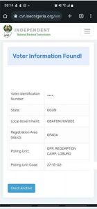 PVC of voter in Lagos-found in Abeokuta