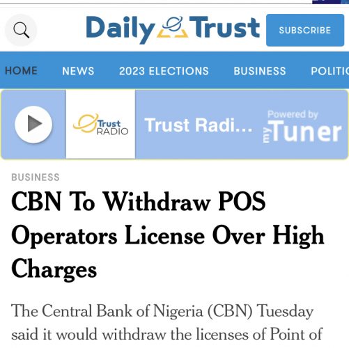 CBN To Sanction POS 