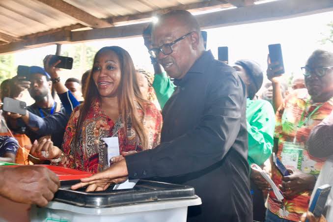 Peter Obi votes with wife