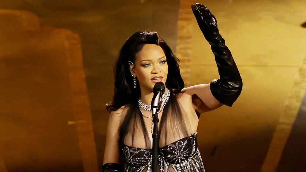 Rihanna Performs "Lift Me Up" At The Oscars In 2023.