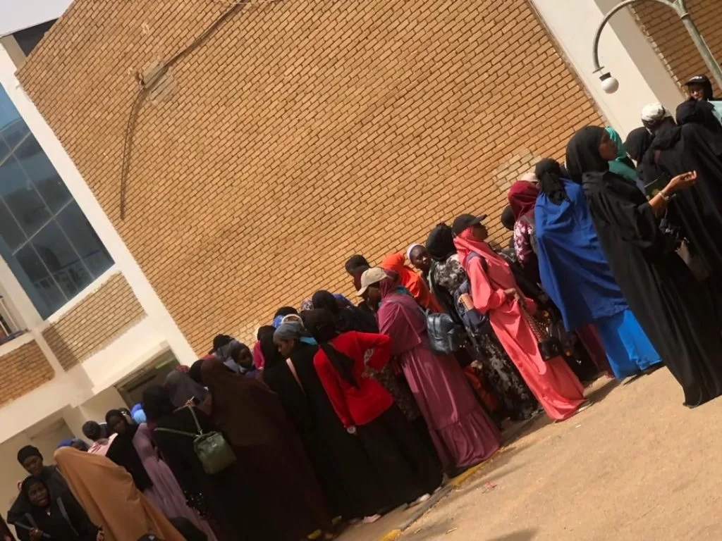 Students queuing for registration 