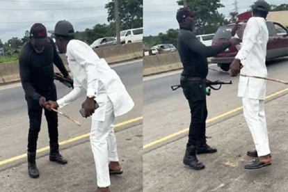 Police assaulting man in Rivers