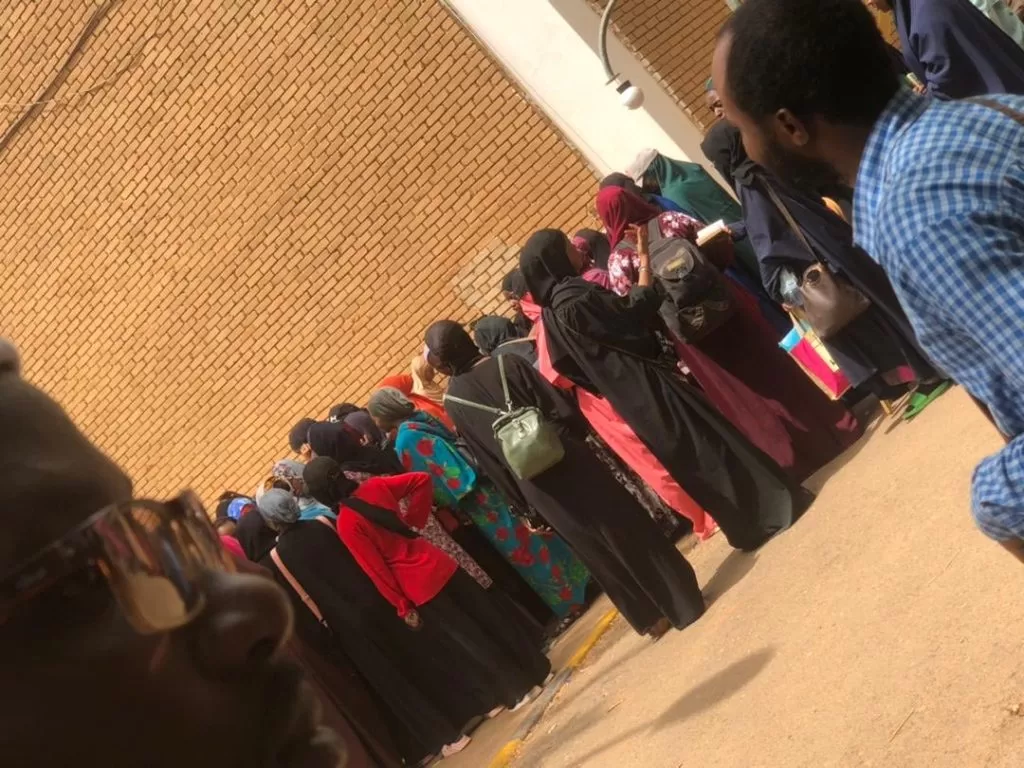 Students queuing for registration 