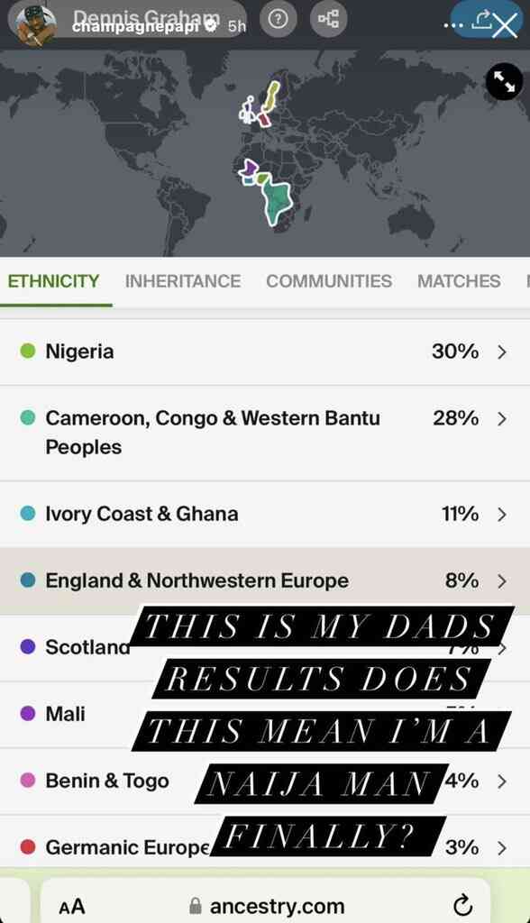 Drake's father's DNA test